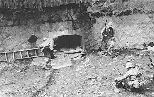 Marines clearing a tunnel