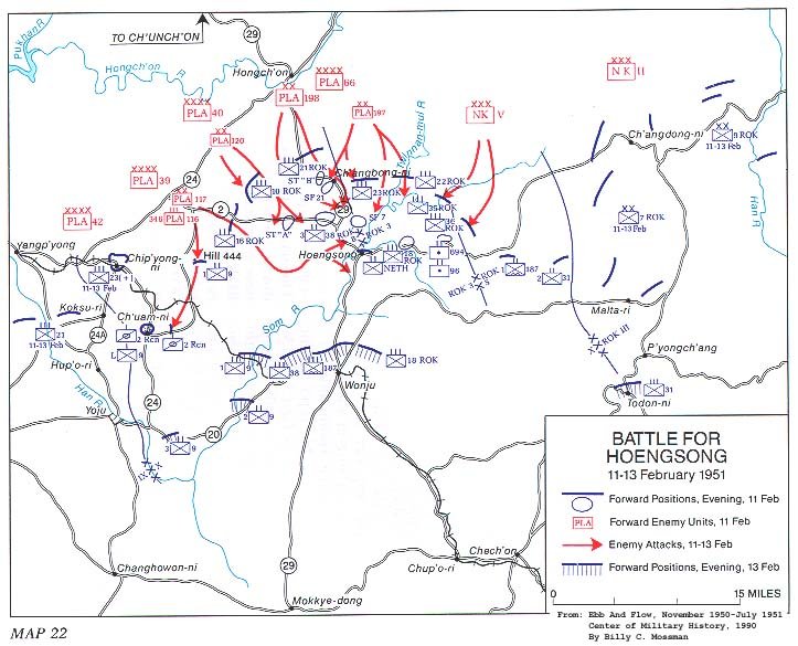   Map 22. Battle for Hoengsong, 11-13 February 1951 