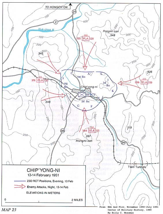  Map 23. Chip'yong-ni, 13-14 February 1951 
