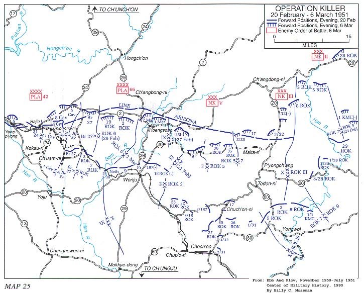   Map 25. Operation KILLER, 20 February-6 March 1951 