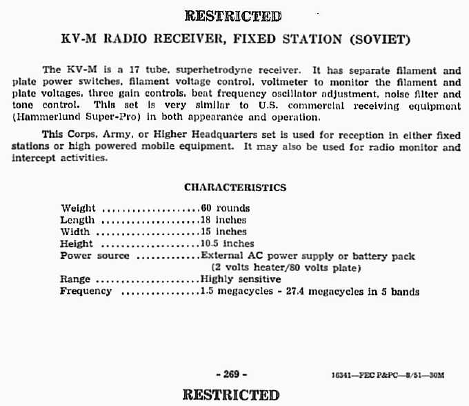  KV-M Radio Receiver, Fixed Station (Soviet) 
