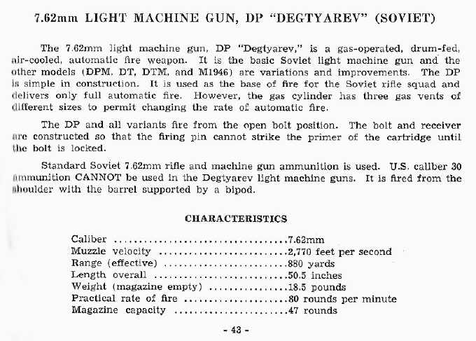 7.62mm Light Machine Gun, DP DEGTYAREV (Soviet)
