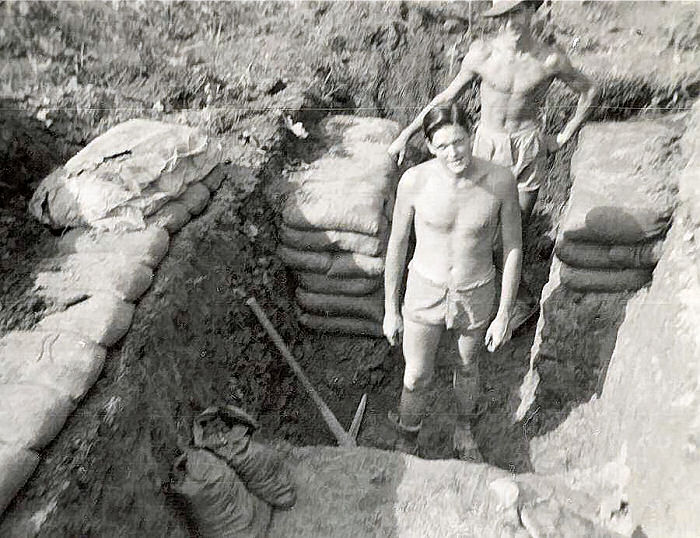 August 1952. Building a bunker.