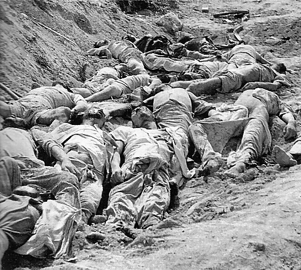 Fifty one murdered civilians in a mass grave