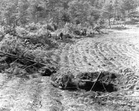 Photo:  Men of the 3rd Division Reconnaissance Company dig in for the night.