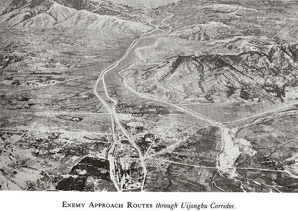 Enemy approach routes through Uijongbu Corridor