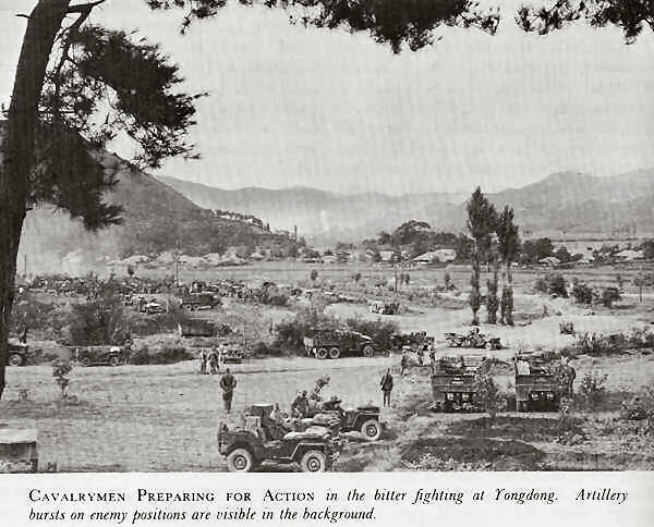 Cavalrymen preparing for action