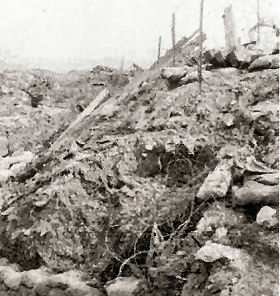Photo:  2RAR trench section at The Hook, after July 1953 bombardments