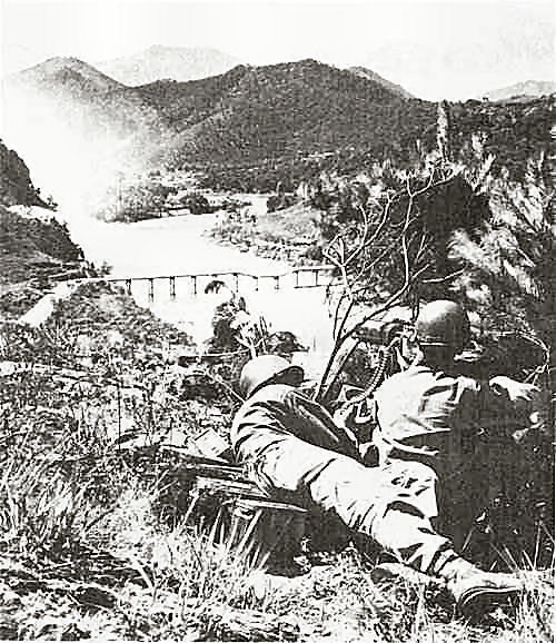 Machine Gun Emplacement in the Yusong position overlooking the Kapchon River 