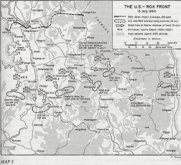 Map of front, July 1950