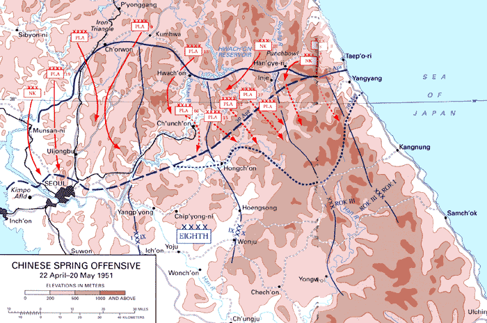 Map: Chinese Spring Offensive 22 April-20 May 1951