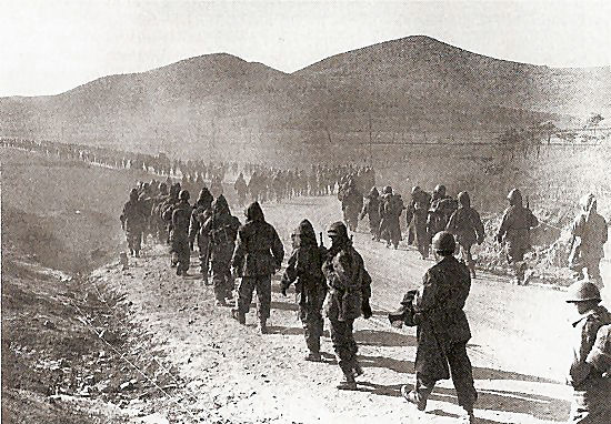 8th Army Troops Retreating South From Sunch'on Toward P'yongyang
