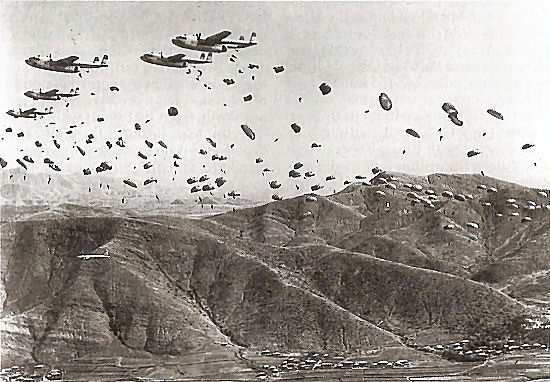 Practice Jump from C119s by 187th Regimental Combat Team Members