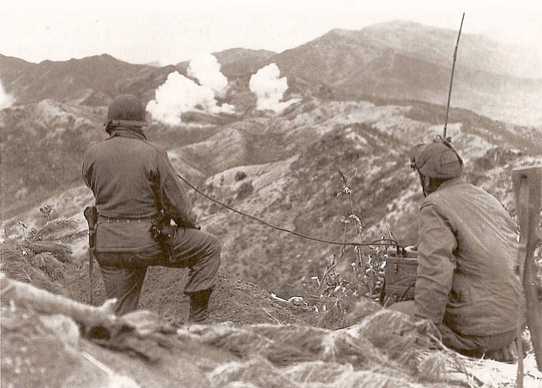 Directing Artillery Fire on Chinese Positions near 38th Parallel (right click, view image to see actual photo)