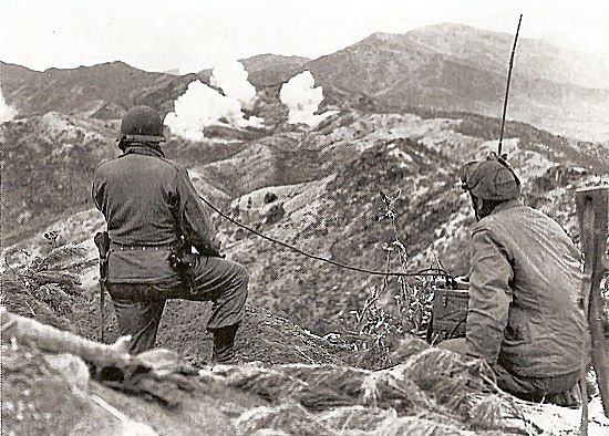 Directing Artillery Fire on Chinese Positions near 38th Parallel