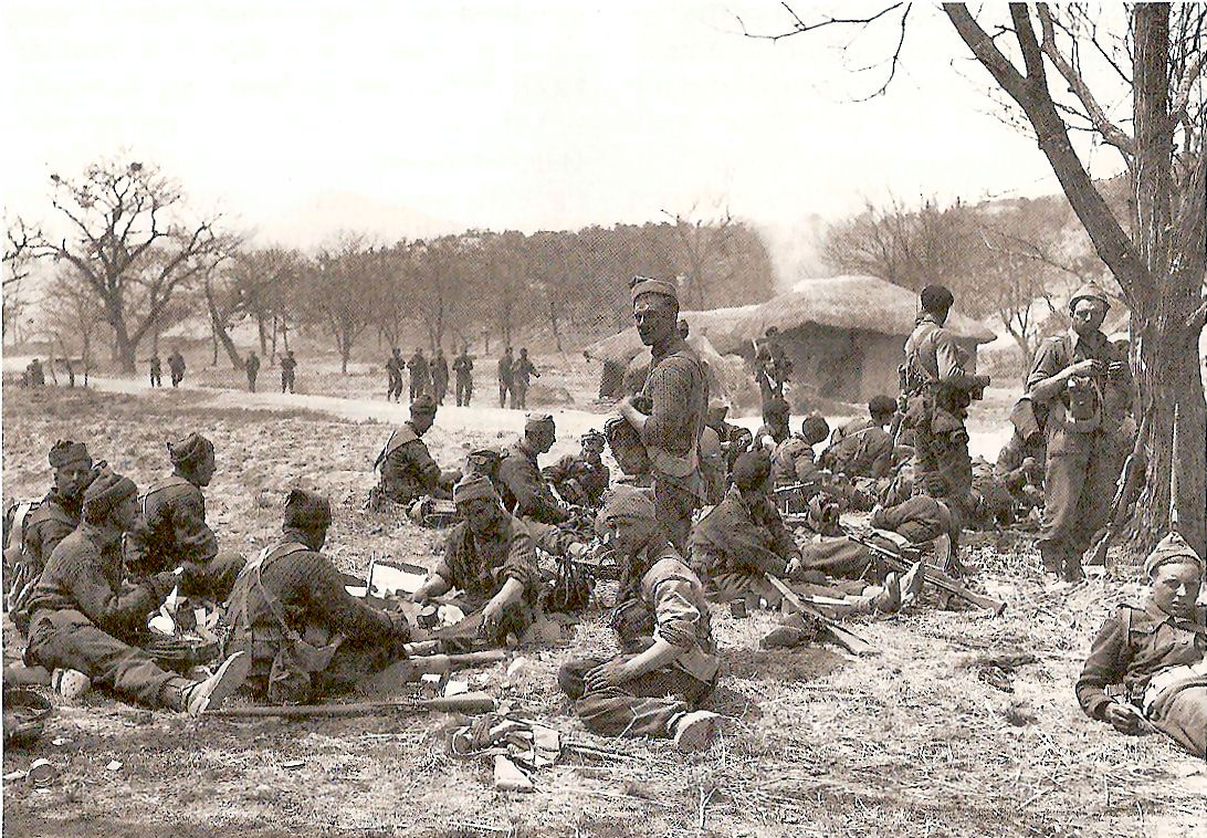   British 29th Infantry Brigade Rest Following Difficult Retreat From the Imjin River   (right click, view image to see actual photo)