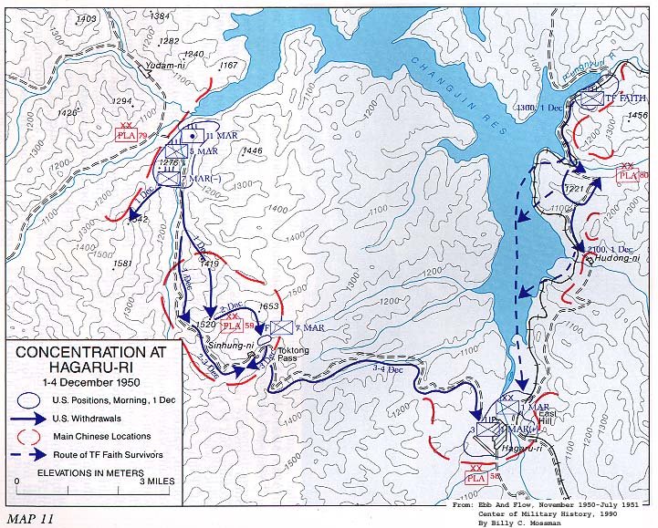   Map 11. Concentration at Hagaru-ri, 1-4 December 1950 