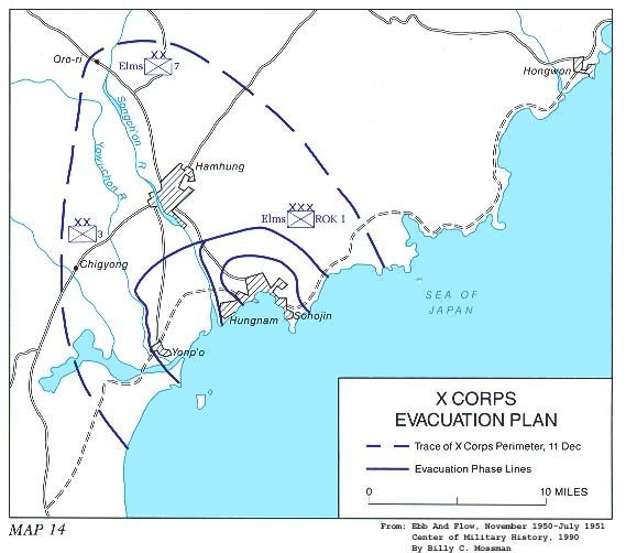   Map 14. X Corps Evacuation Plan 