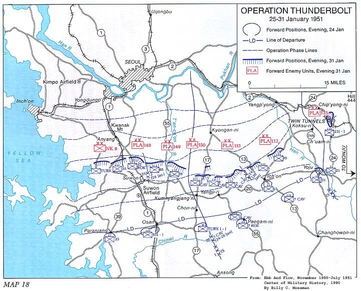   Map 18. Operation THUNDERBOLT, 25-31 January 1951 