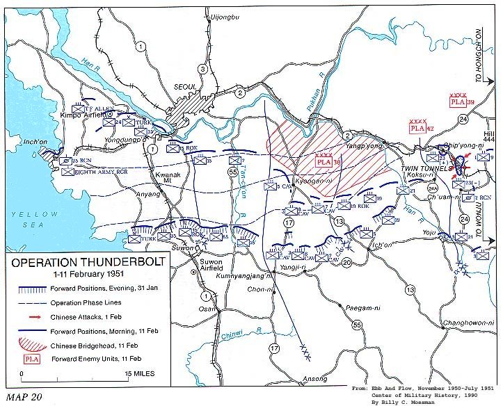  Map 20. Operation THUNDERBOLT, 1-11 February 1951 