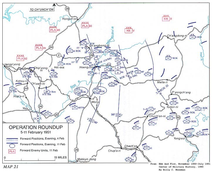   Map 21. Operation ROUNDUP, 5-11 February 1951 