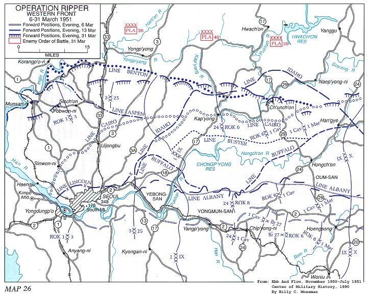   Map 26. Operation RIPPER, Western Front, 6-31 March 1951 