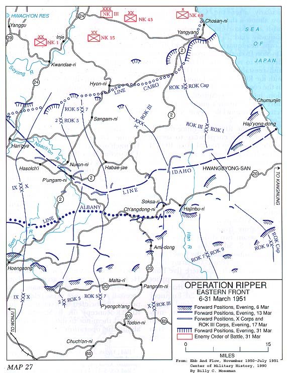   Map 27. Operation RIPPER, Eastern Front, 6-31 March 1951 