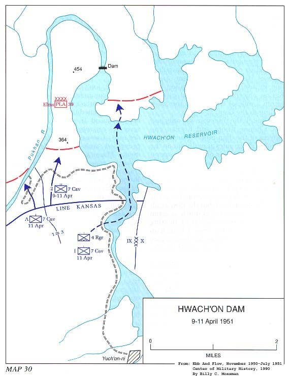 Map 30. The  RUGGED and DAUNTLESS Operations, Eastern Front, 1-22 April 1951 