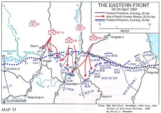   Map 33. The  Eastern Front, 22-24 April 1951 