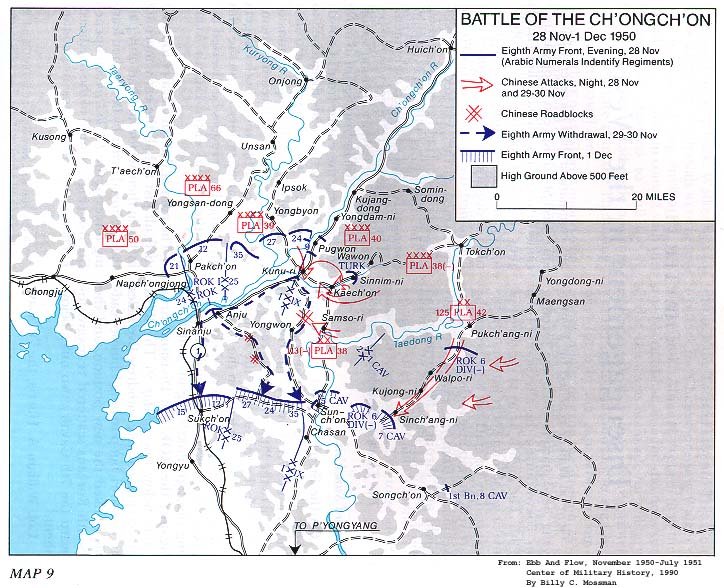 Map 9. Battle of the Ch'ongch'on, 28 November-1 December 1950