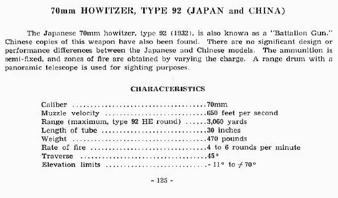  70mm Howitzer, Type 92 (Japan and China) 