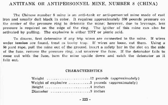  Antitank or Antipersonnel Mine, Number 8 (China) 