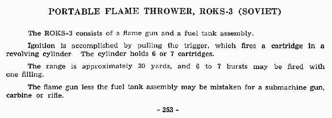  Portable Flame Thrower, ROKS-3 (Soviet) 