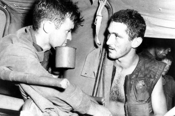 Max Wilson and Ron Cashman, B/3/RAR after Hill 75 assault