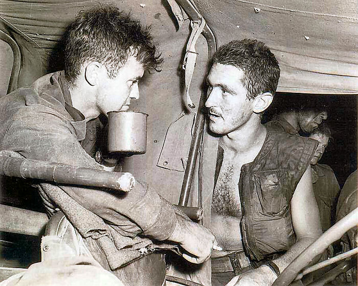 Max Wilson and Ron Cashman, B/3/RAR after Hill 75 assault