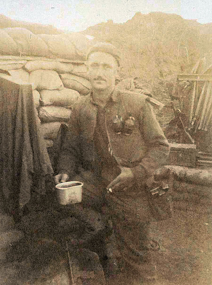 Last smoke and brew before the 'fighter' left.