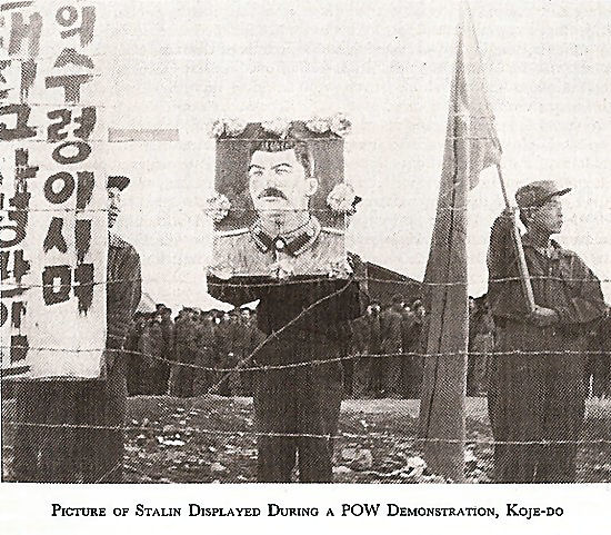 Stalin Portrait Displayed During POW Demonstration