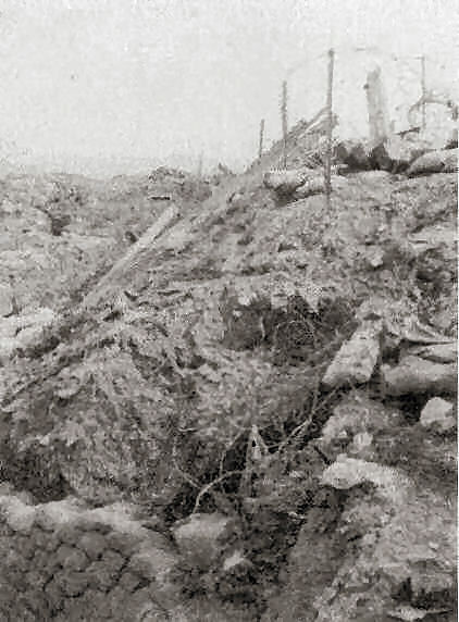  Trench system is shown after the bombardment