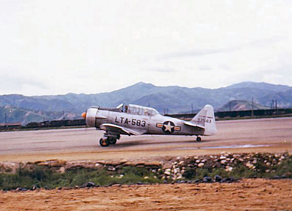 T-6G Texan (Harvard) Taxies out for another Mission - K47 Chunchon, May 1953