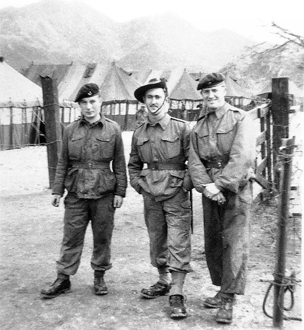 Ron with two Brits from the Durham Light Infantry, '53