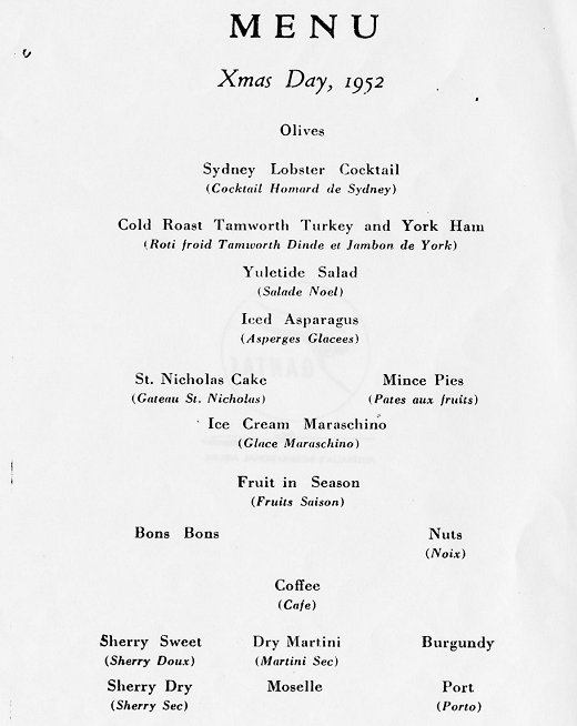 Christmas 1952 on Qantas