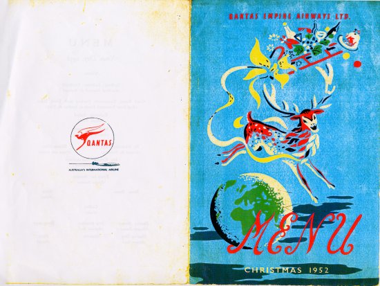 Qantas Airways Christmas Menu Cover